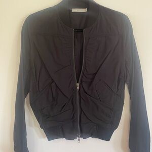 Vince Black Bomber Jacket with Ribbed Details